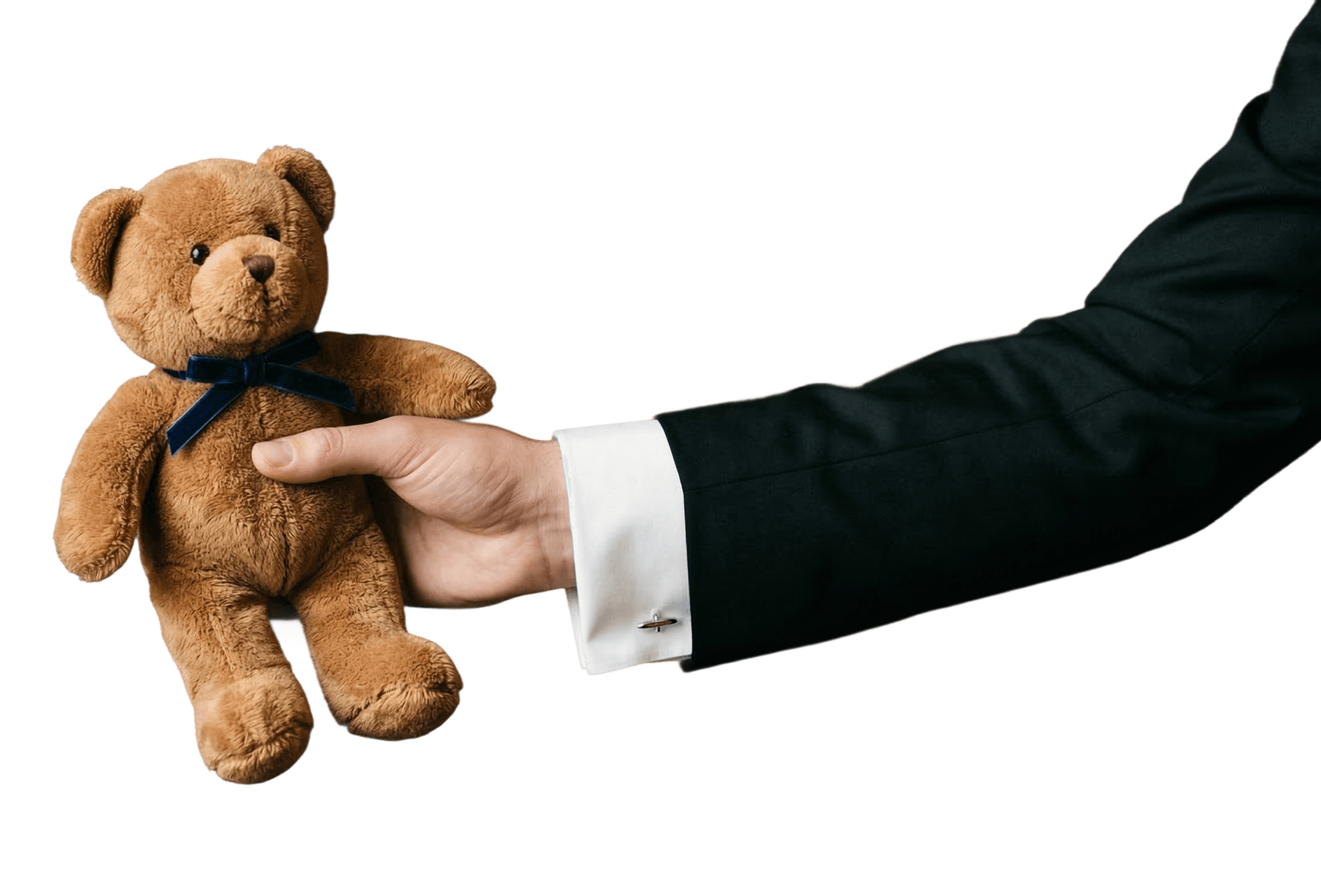 Concierge hand presenting a teddy bear